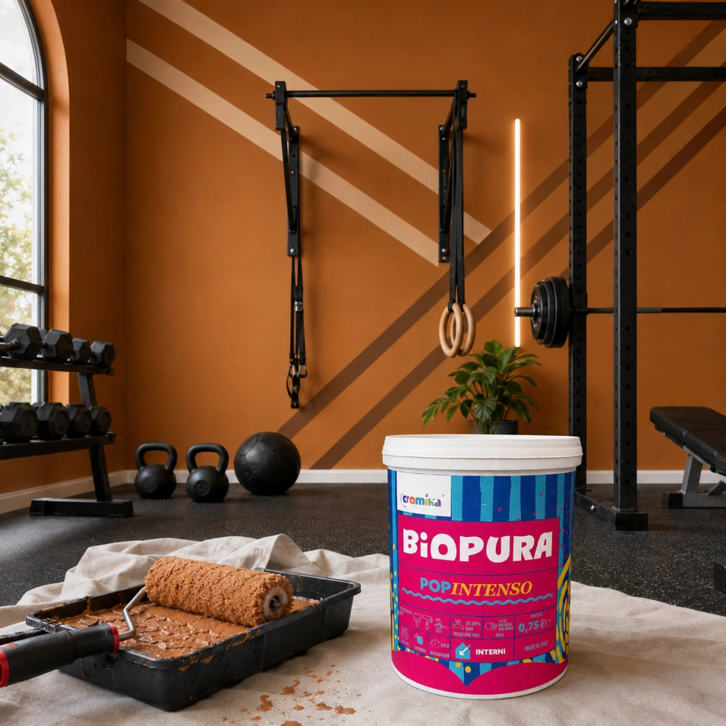 Popintenso palestra e decori interni pittura murale lavabile e coprente cromika *** formato 0,750 lt, colore- terra v...