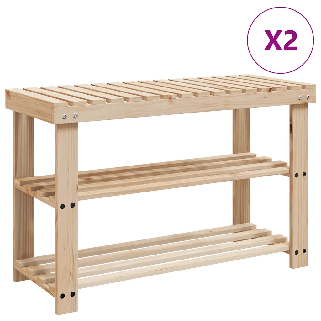 Scarpiera 2 in 1 con Piano d'Appoggio 2 pz in Legno Massello 276040