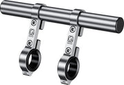 Stirmano di alluminio leggero per bicicletta e motocicletta, stirmano con doppia base di gomma per manubri con diametro di 0,8 pollici, 1 pollici, 1,26 pollici (argentato)