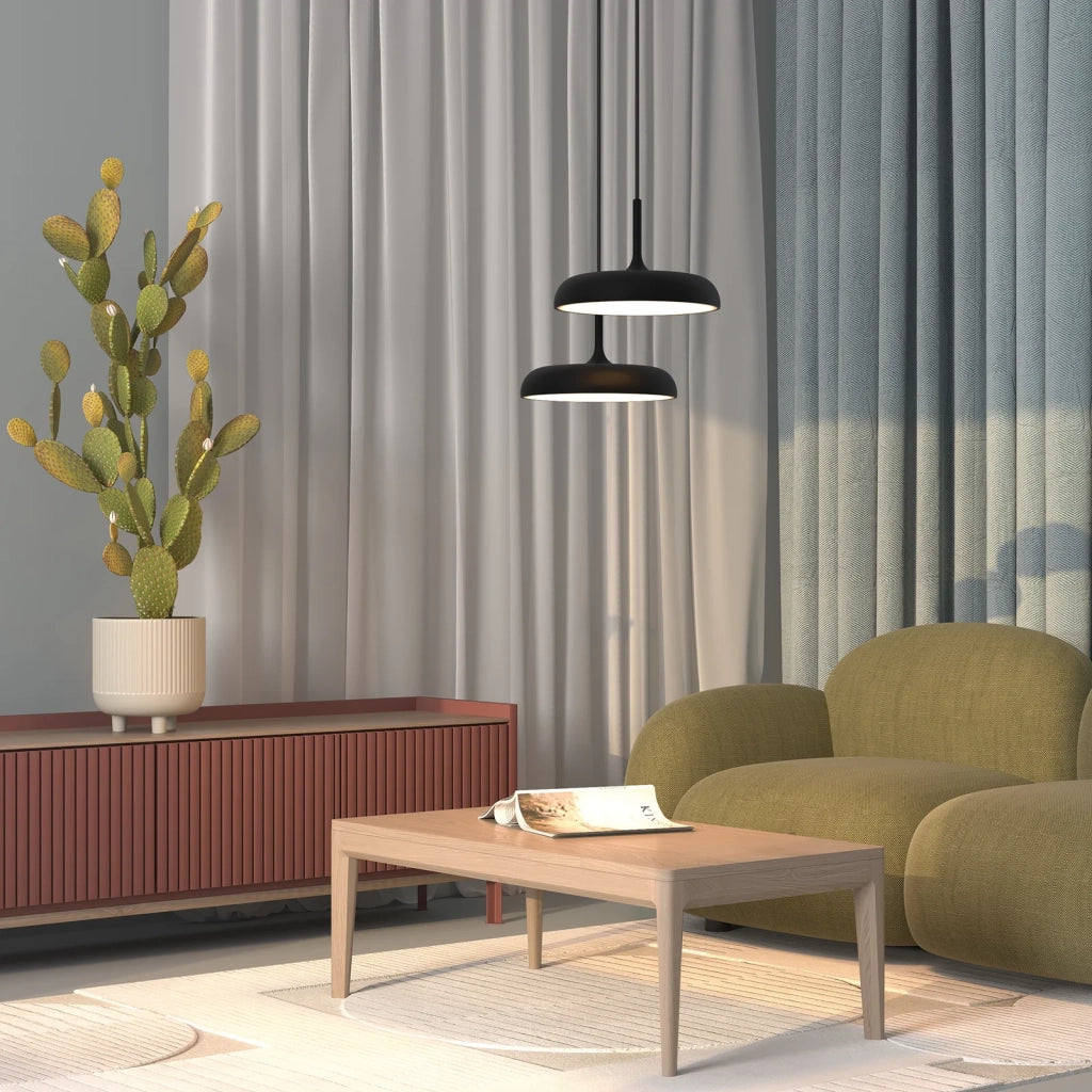 Maytoni Lampadario moderno Gerhard 1 luce LED integrato nero metallo diffusore acrilico