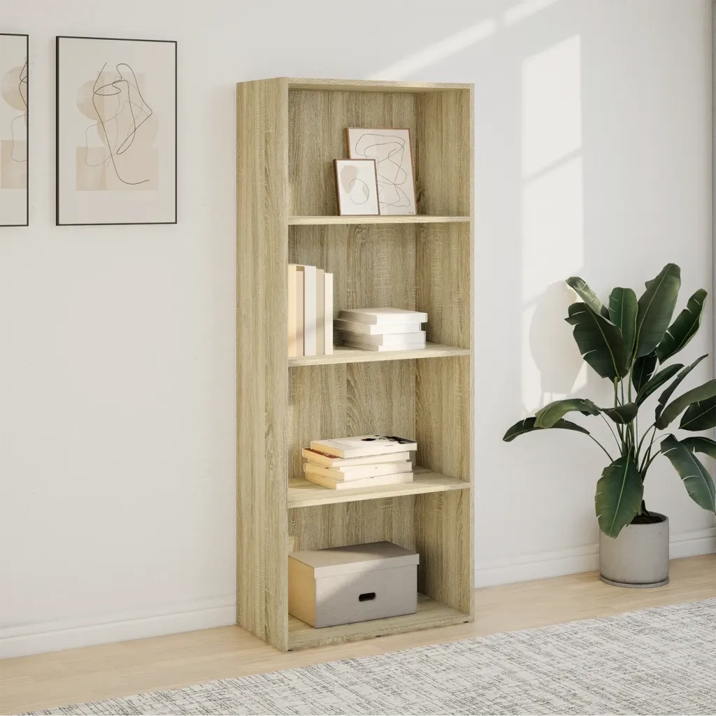 Libreria-Scaffale per Libri-Mobile di Stoccaggio Rovere Sonoma 60x30x152 cm in Legno Multistrato