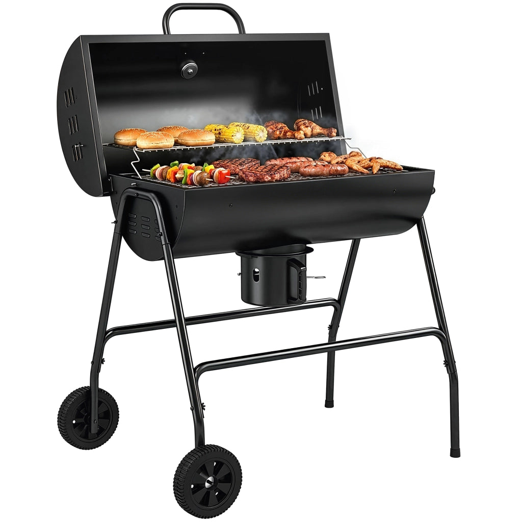Barbecue a Carbone con Coperchio Griglia e Termometro ¨C zephmum ¨C Nero 95x71.5x102 cm