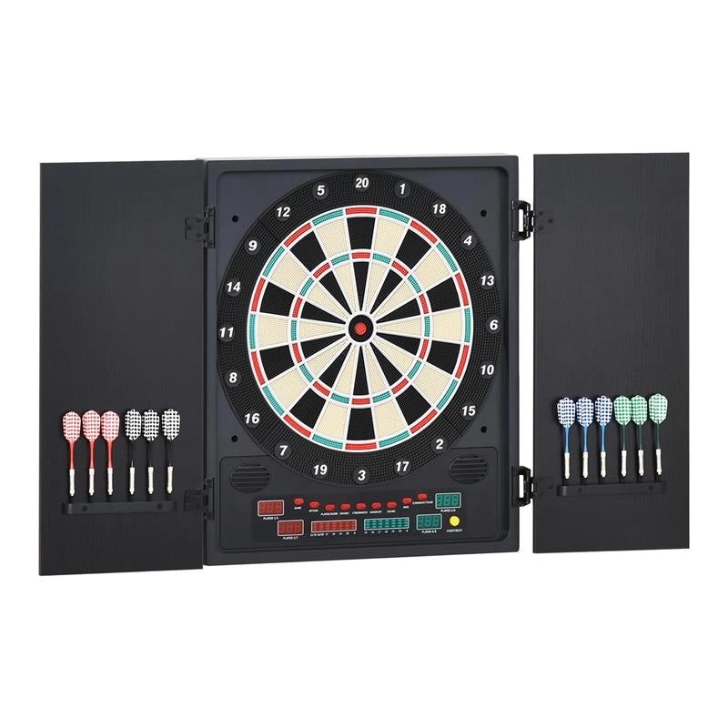 BERSAGLIO FRECCETTE ELETTRONICO CON PUNTEGGIO AUTOMATICO, 12 FRECCETTE E 6 DISPLAY, 51X6.5X57CM, NERO