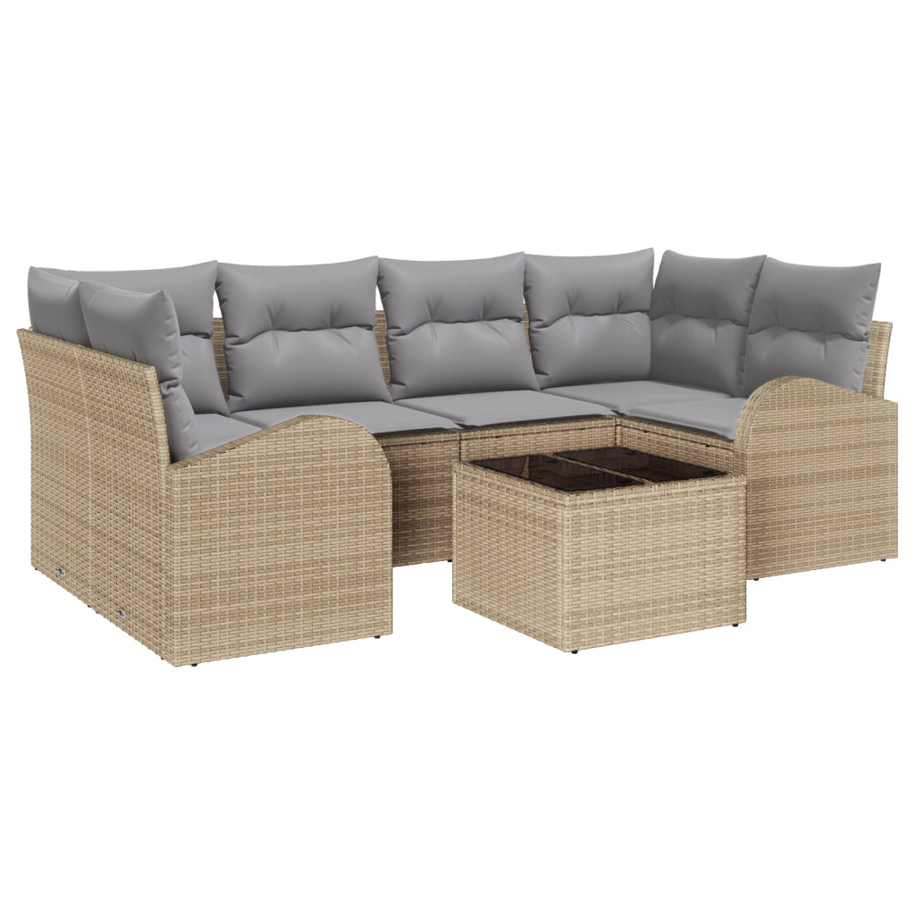 Set Divani da Giardino  con Cuscini Polyrattan Beige