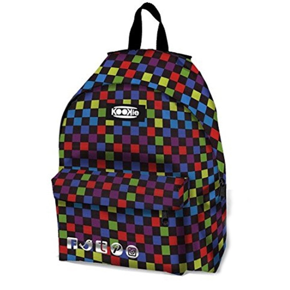 Trade Shop - Zaino Kookie Gut Color Fantasia Multicolor Imbottito Scuola Tempo Libero Unisex -