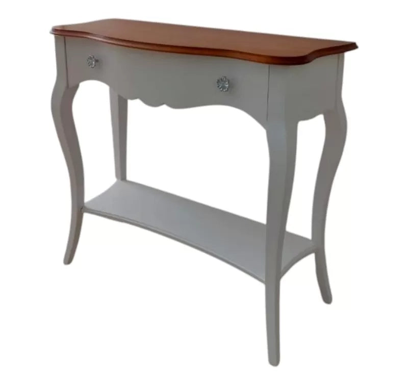 Consolle 1 cassetto legno shabby bianco opaco ciliegio 100x40x87 - Mobili 2G