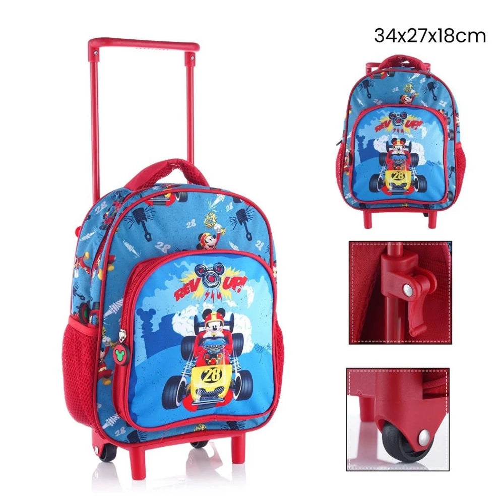 Trade Shop - Zaino Asilo Trolley Topolino Zainetto Con Tasca Frontale Manico Allungabile Viaggi 305800 -