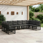 Set di divani da esterno 10 pcs Nero e Grigio scuro Poliestere