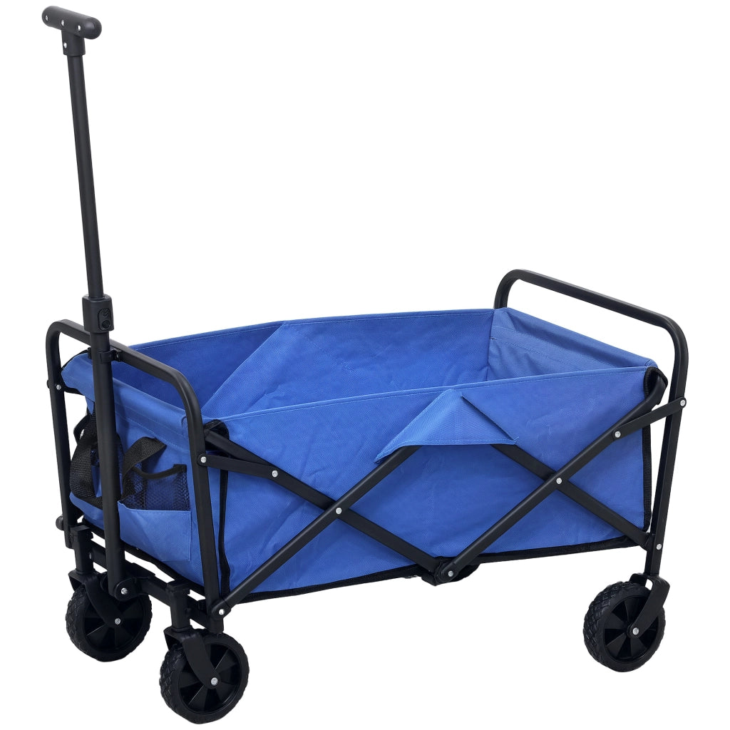 Carrello da Giardino Pieghevole 62L ¨C zephmum ¨C Blu, Metallo e Tessuto Oxford, 76x48x86 cm