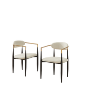 Sedia da pranzo con cuscini in tessuto; altezza regolabile e struttura in metallo nero e oro; beige