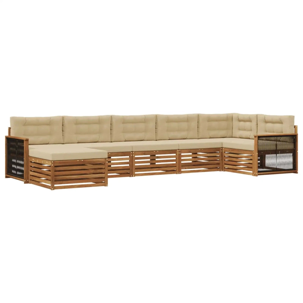 Set di divani da esterno 7 pz Naturale e Beige 3383626