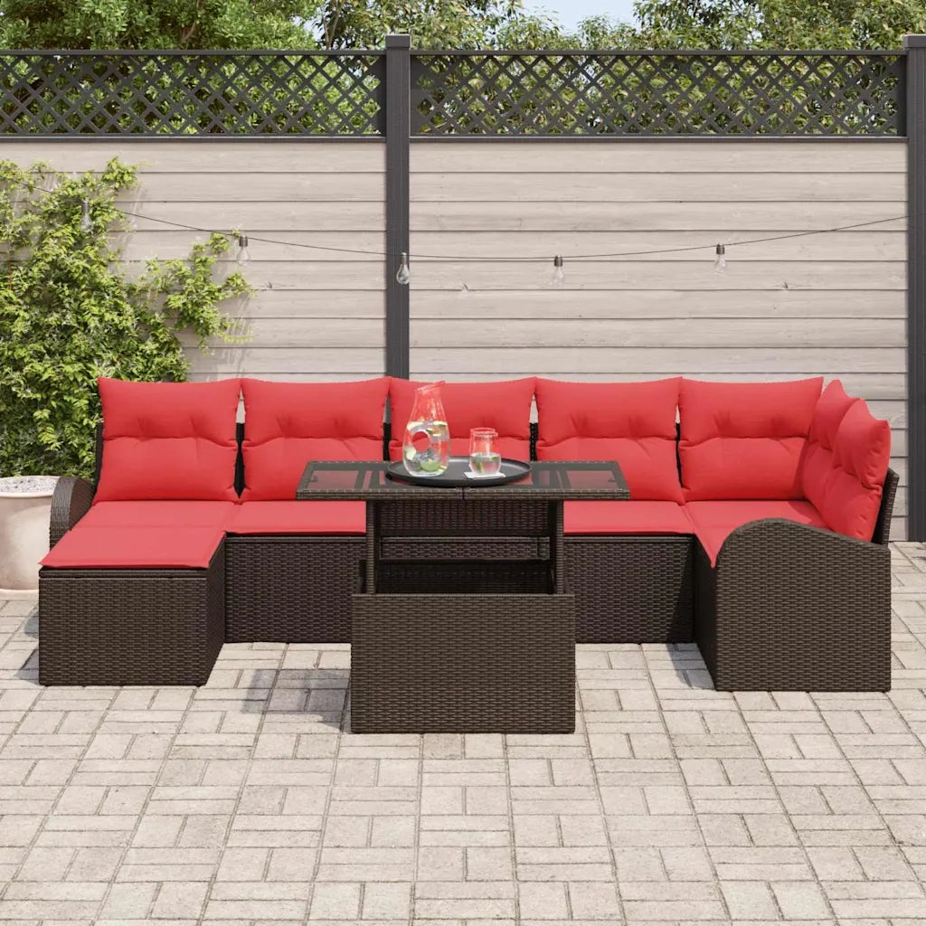 Set Divano da Giardino con cuscino 8 pcs Marrone Poly Rattan 3357427