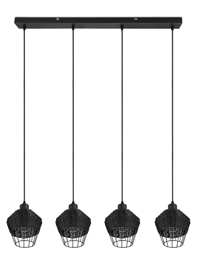 Lampada a Sospensione da Interno Attacco E27 in Tessuto Nero