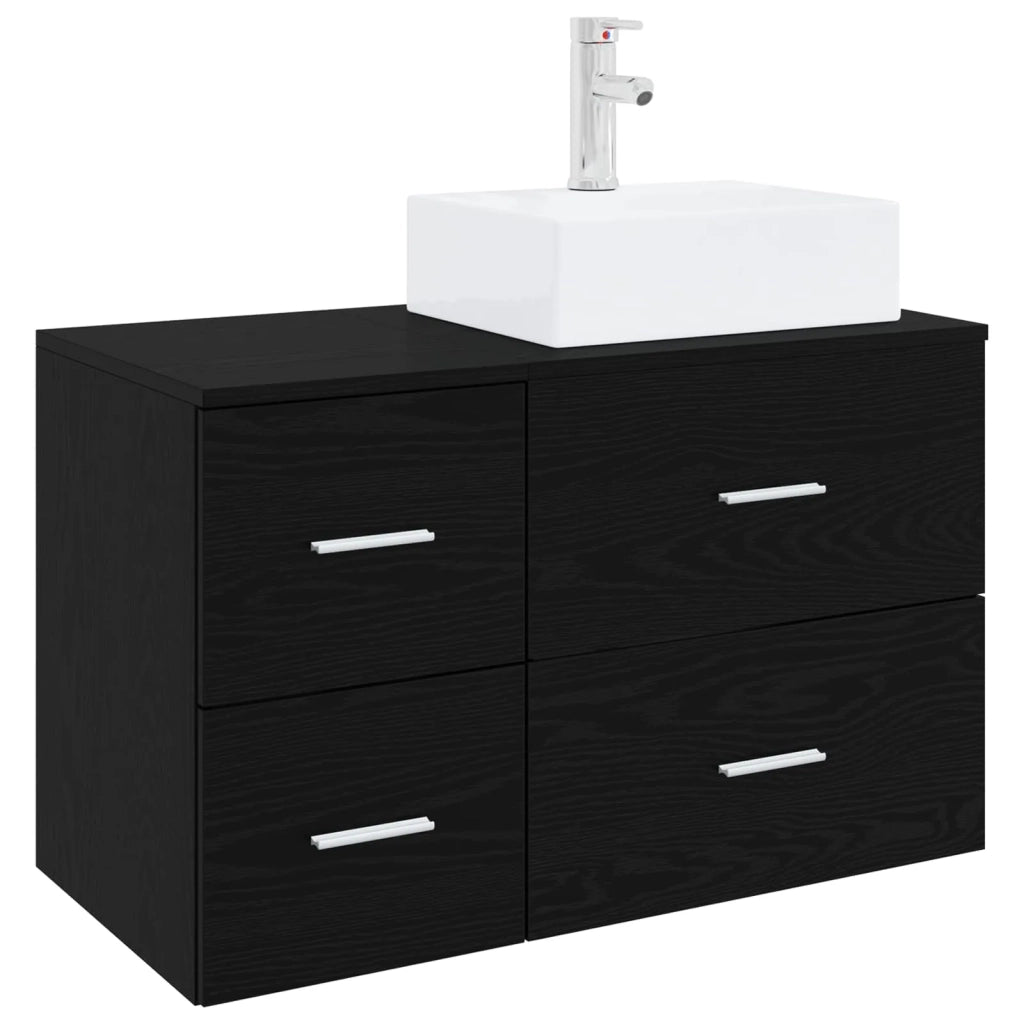 Set di mobili per il bagno 2 pz Rovere Nero 3403969