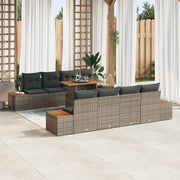 Set da Pranzo per Giardino con cuscino 9 pcs Grigio e Marrone 3350051
