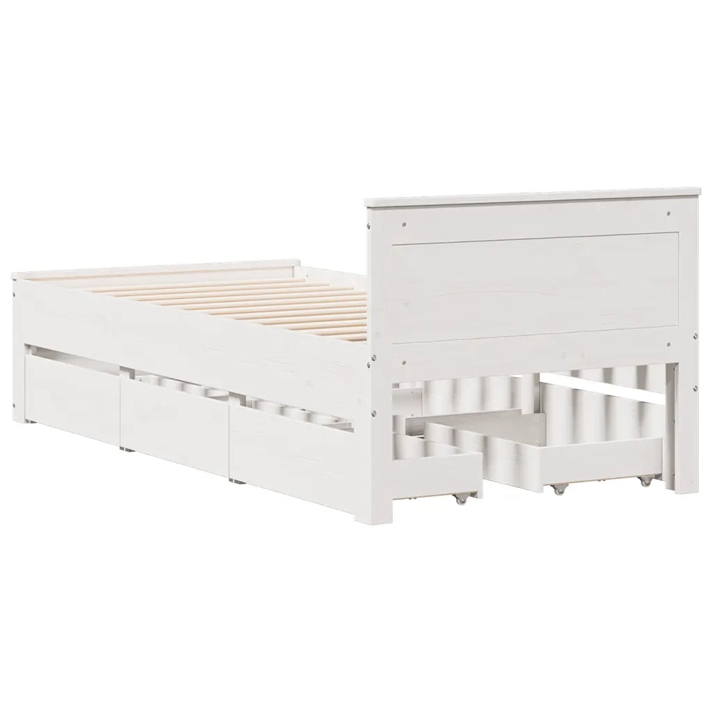vidaXL Giroletto senza Materasso con Testiera Bianco 90x190 cm Pino