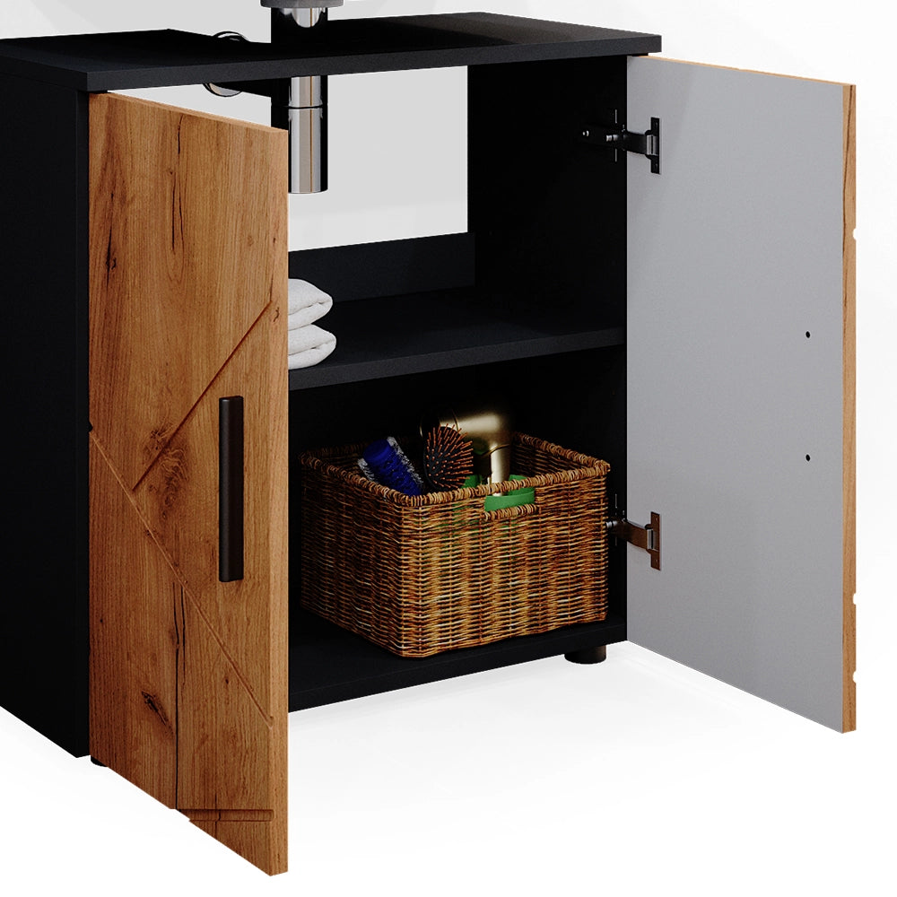 Vicco Set mobili bagno Quercia dorata/antracite 2 parti, mobile base 60 cm