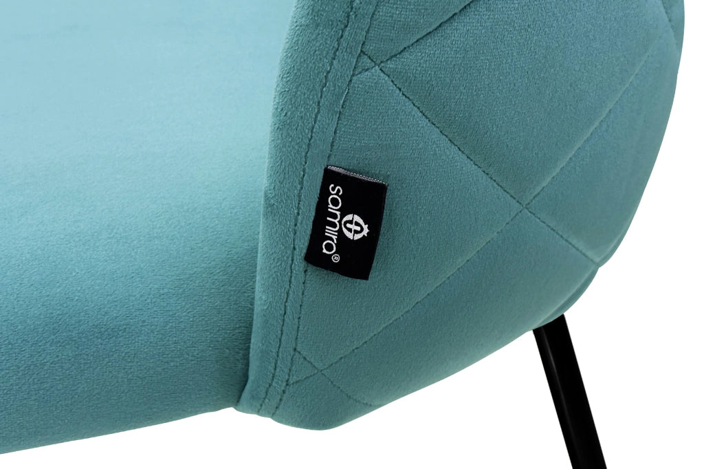 Sgabello cucina imbottito, sgabello alto in velluto verde tiffany piede nero – Nicole - SG20NIPN