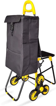 Carrello di Spesa Inclinabile con Termosistema, Carrello per Spese con 6 Ruote per Scale, 40 L, Nero