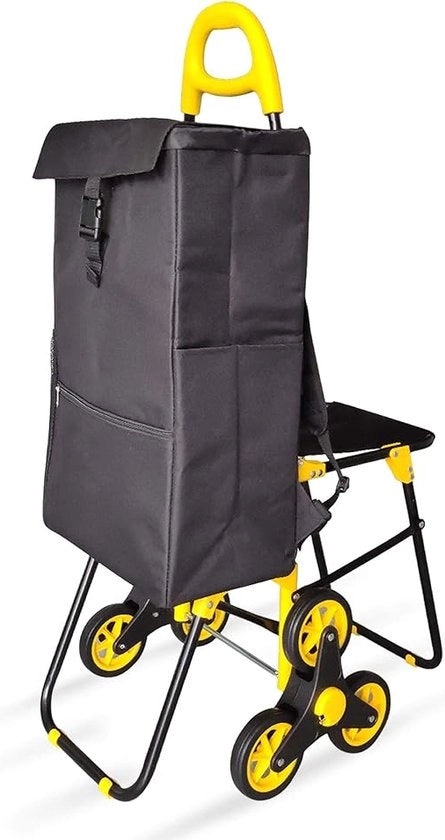 Carrello di Spesa Inclinabile con Termosistema, Carrello per Spese con 6 Ruote per Scale, 40 L, Nero