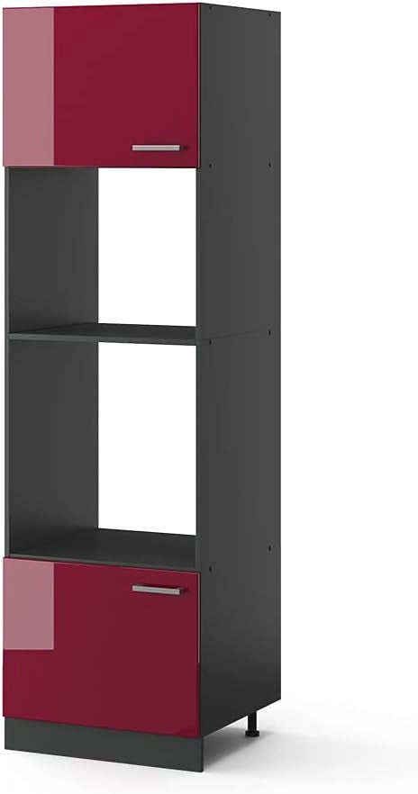 Mobile cucina microonde R-Line, Rosso lucido, 60 cm, per la libera combinazione all'interno di sistemi cucina modulari