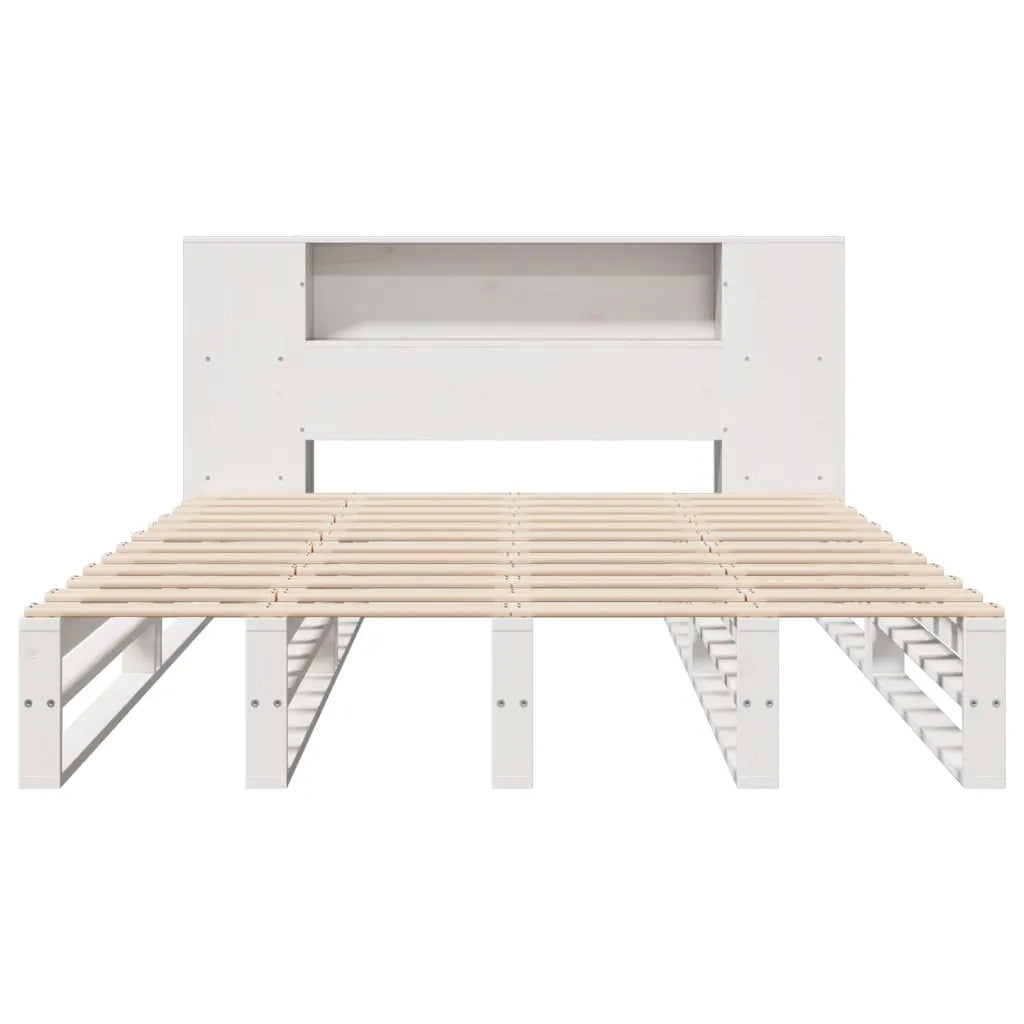 Letto Libreria senza Materasso Bianco 135x190 cm Legno Massello 3323894