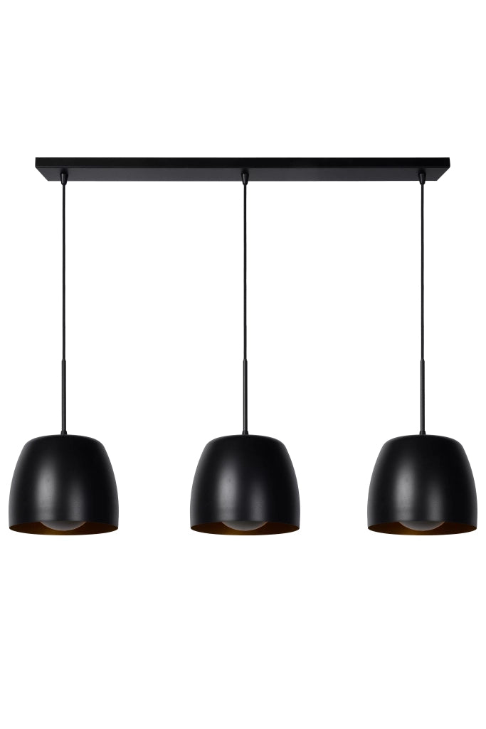 Lampada a sospensione nera/oro Nolan 3xE27 40W Lucide