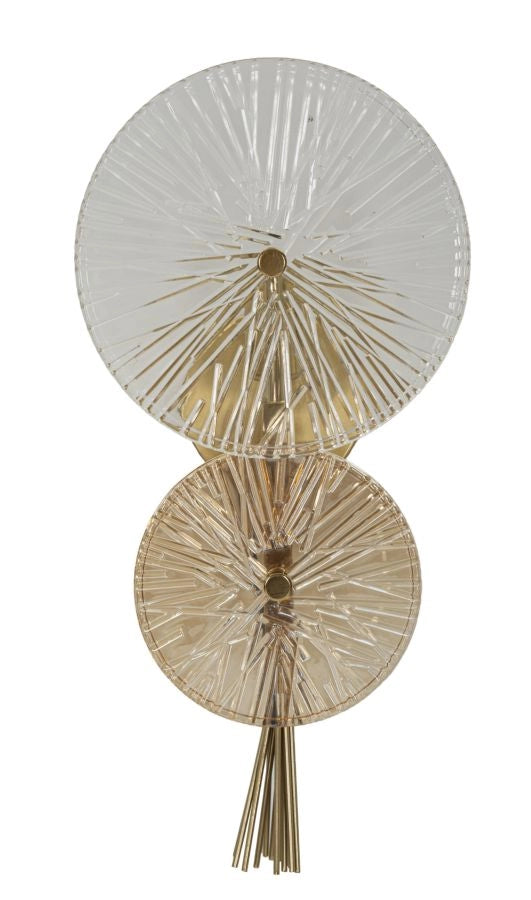 Lampada da Muro Sunrise 20x14x41 cm in Vetro e Ferro Oro e Naturale