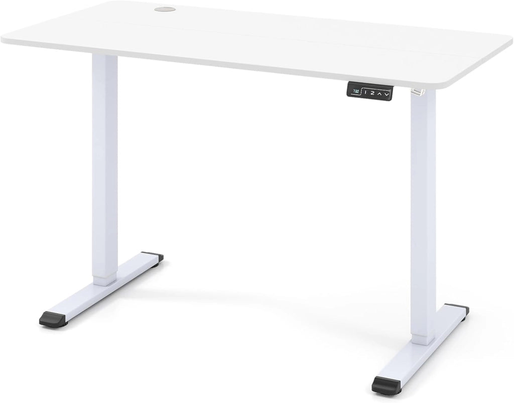 Scrivania elettrica regolabile in altezza, scrivania per computer con supporto per cuffie, funzione memoria e passacavo, tavolo per studio, ufficio, bianco