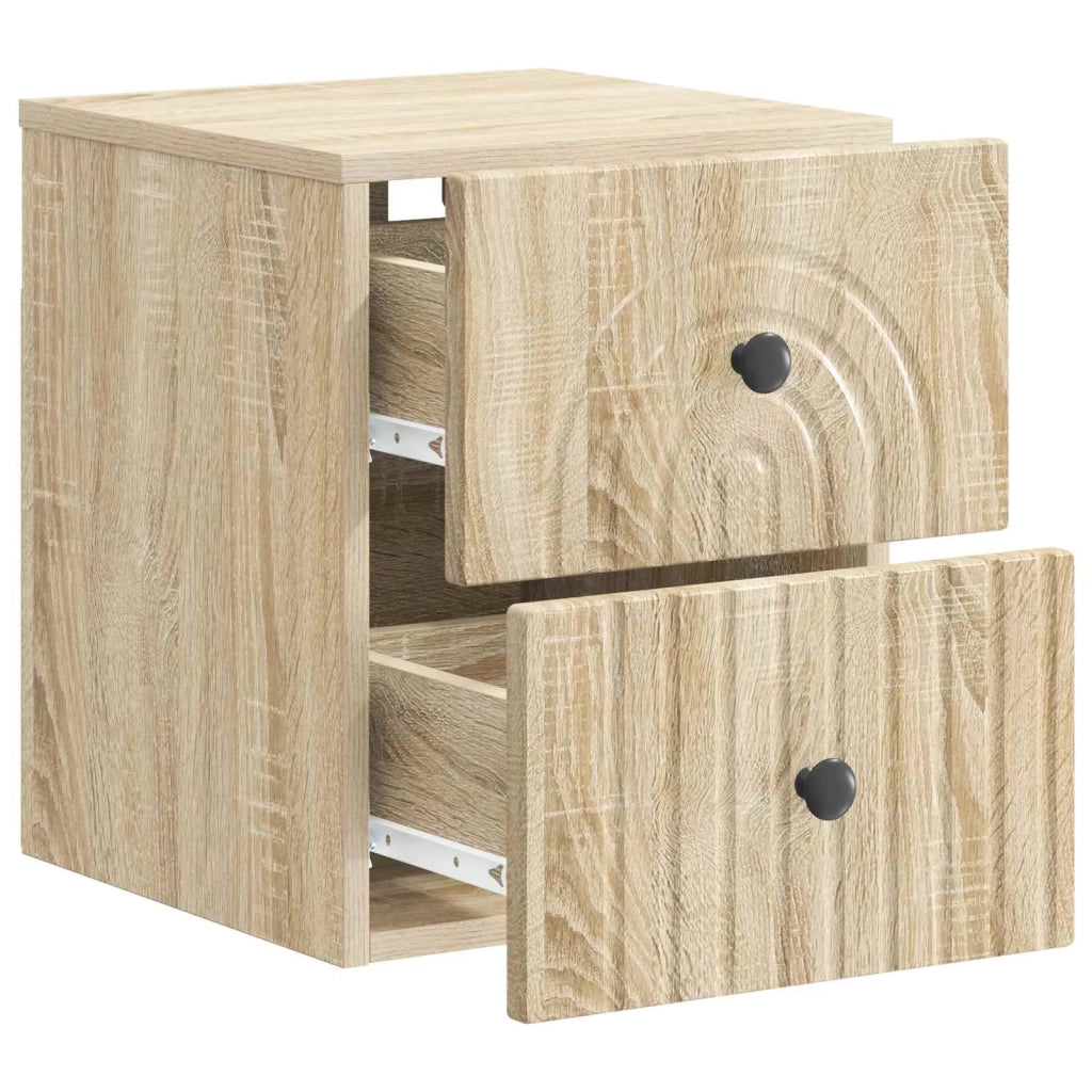 Comodino | Armadio da Notte | Mobiletto da notte a muro Rovere Sonoma 33 x 34,5 x 40 cm