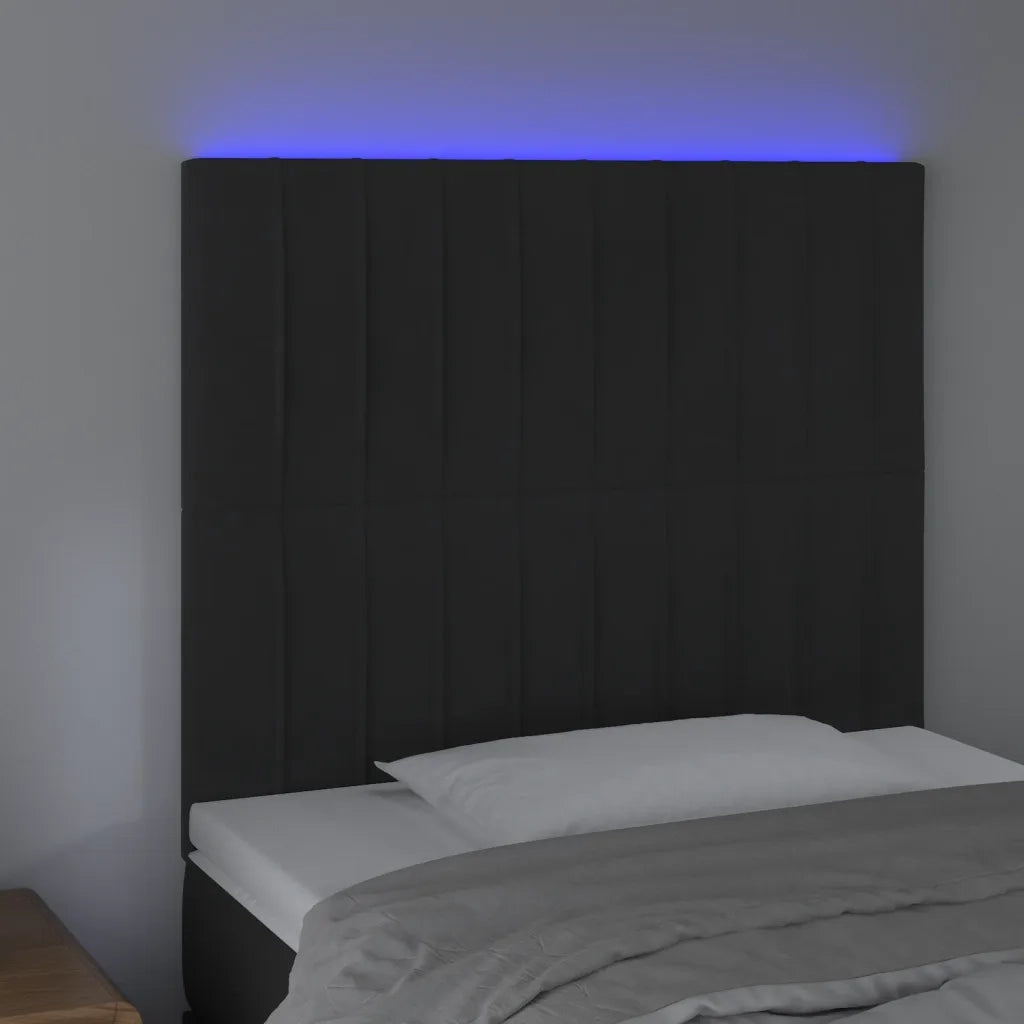 Testiera a LED Nera 80x5x118/128 cm in Vellutocod mxl 73821