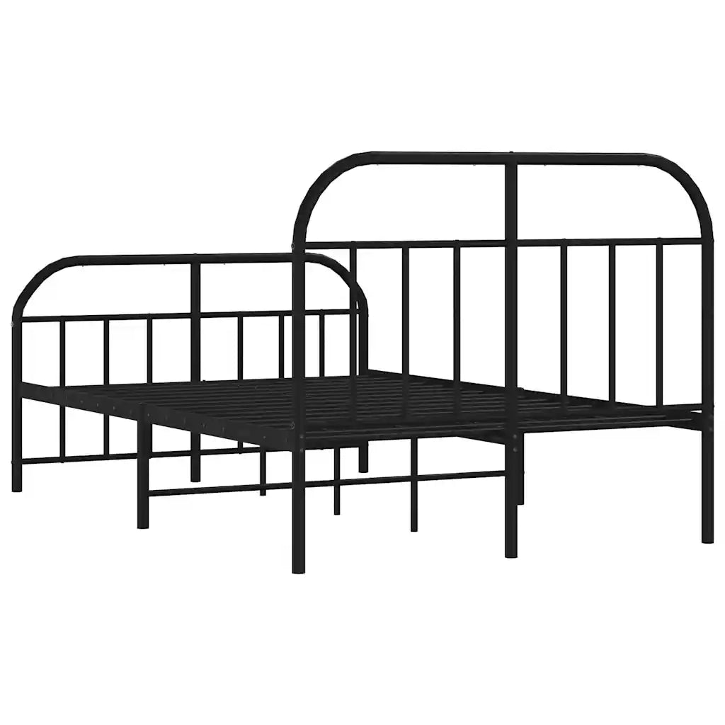 Letto matrimoniale | Letto per adulti | Giroletto con Testiera e Pediera Metallo Nero 120x190 cm