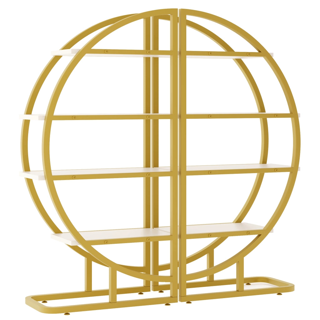 LIBRERIA ad arco 120x30x130 cm Oro e Bianco, set da 2 pezzi