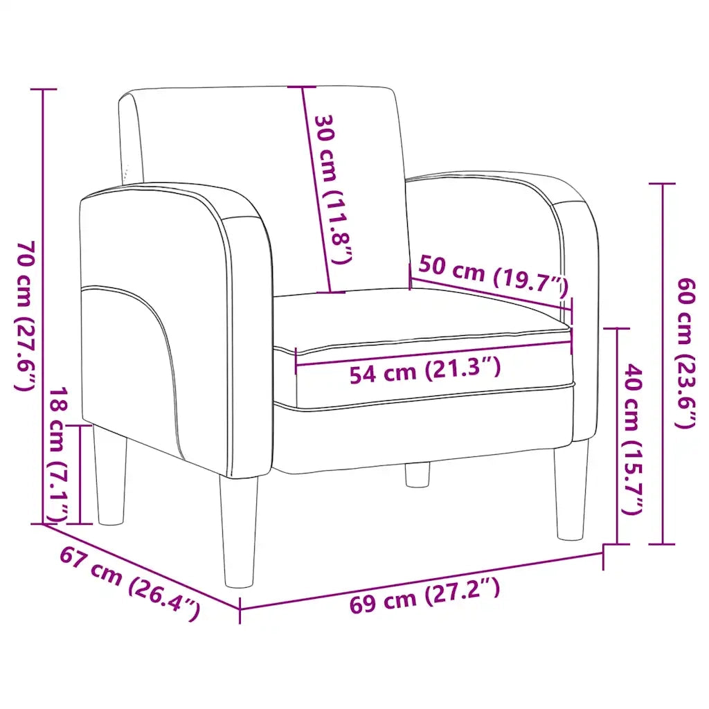 Divano Sedia con Braccioli Grigio Scuro 54 cm in Similpelle 4100535