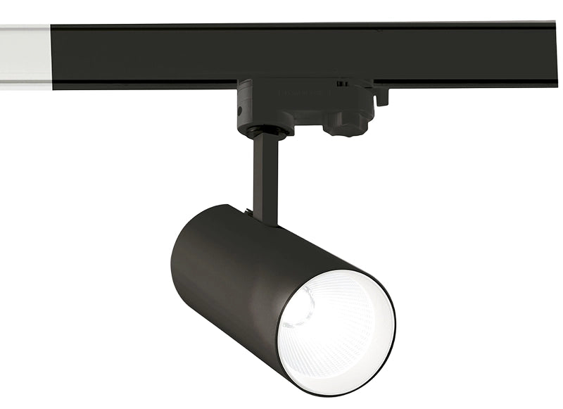 Proiettore a binario trifase GFA 20W 1500lm 3000K LED CREE - Nero Opaco, Struttura in alluminio, Orientabile - Gealuce