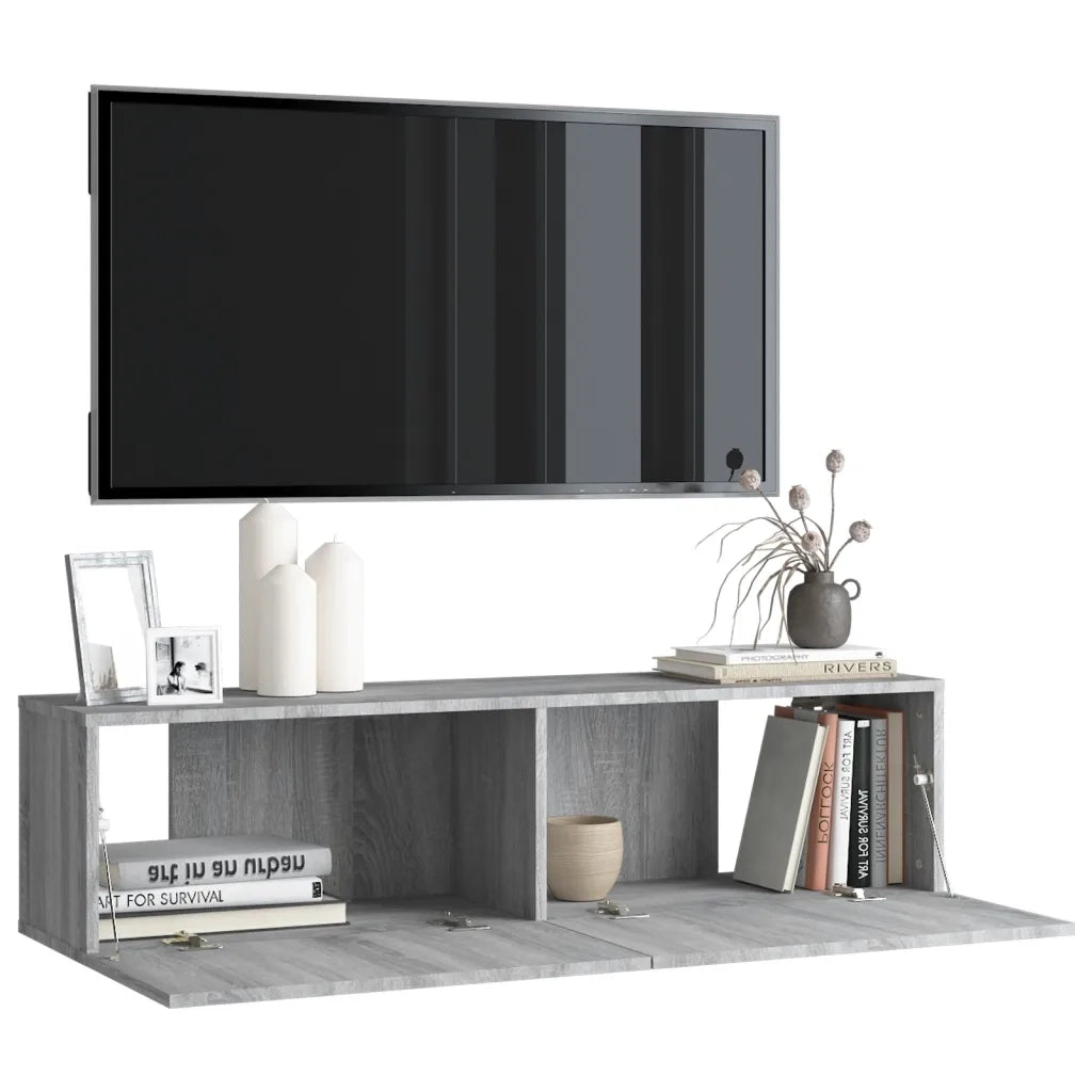 Mobile Muro TV Grigio Sonoma 120x30x30cm Legno Ingegnerizzato cod mxl 13567