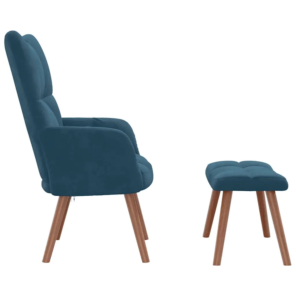 Poltrona Relax con Poggiapiedi Blu in Velluto cod mxl 15030