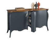 Madia credenza 2 porte 1 carrello estraibile legno shabby grigio e noce 165x52x88 - Mobili 2G