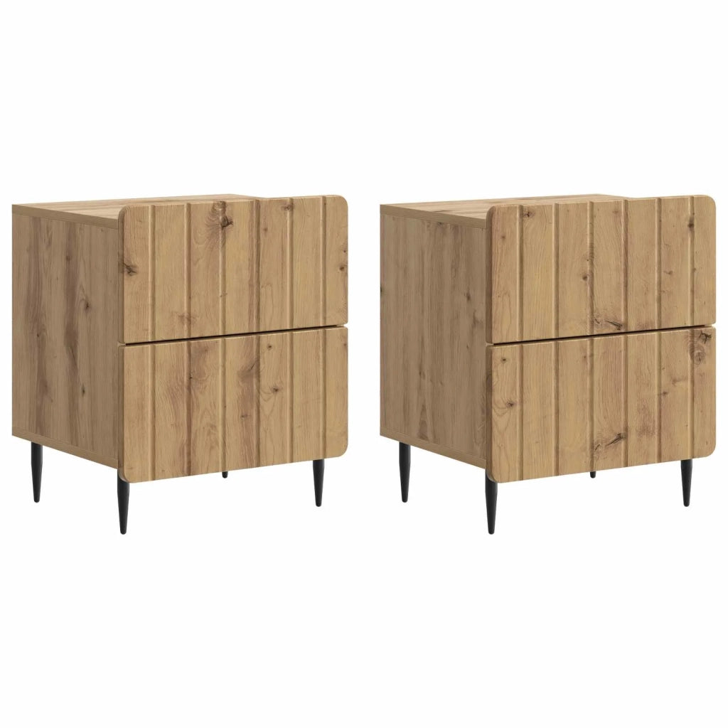 Armadio da Notte 2 pcs Rovere Artigianale 43 x 34,5 x 49,5 cm 894314