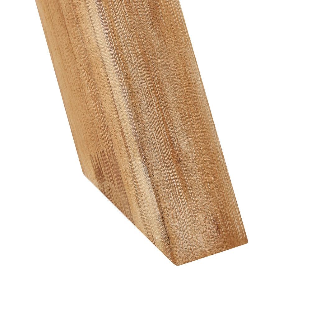 Tavolo da pranzo per esterni in cemento bianco con gambe in legno chiaro acacia 8 persone capacità 200 x 100 cm