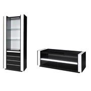 Set LINA nero e bianco: vetrina e mobile TV con LED
