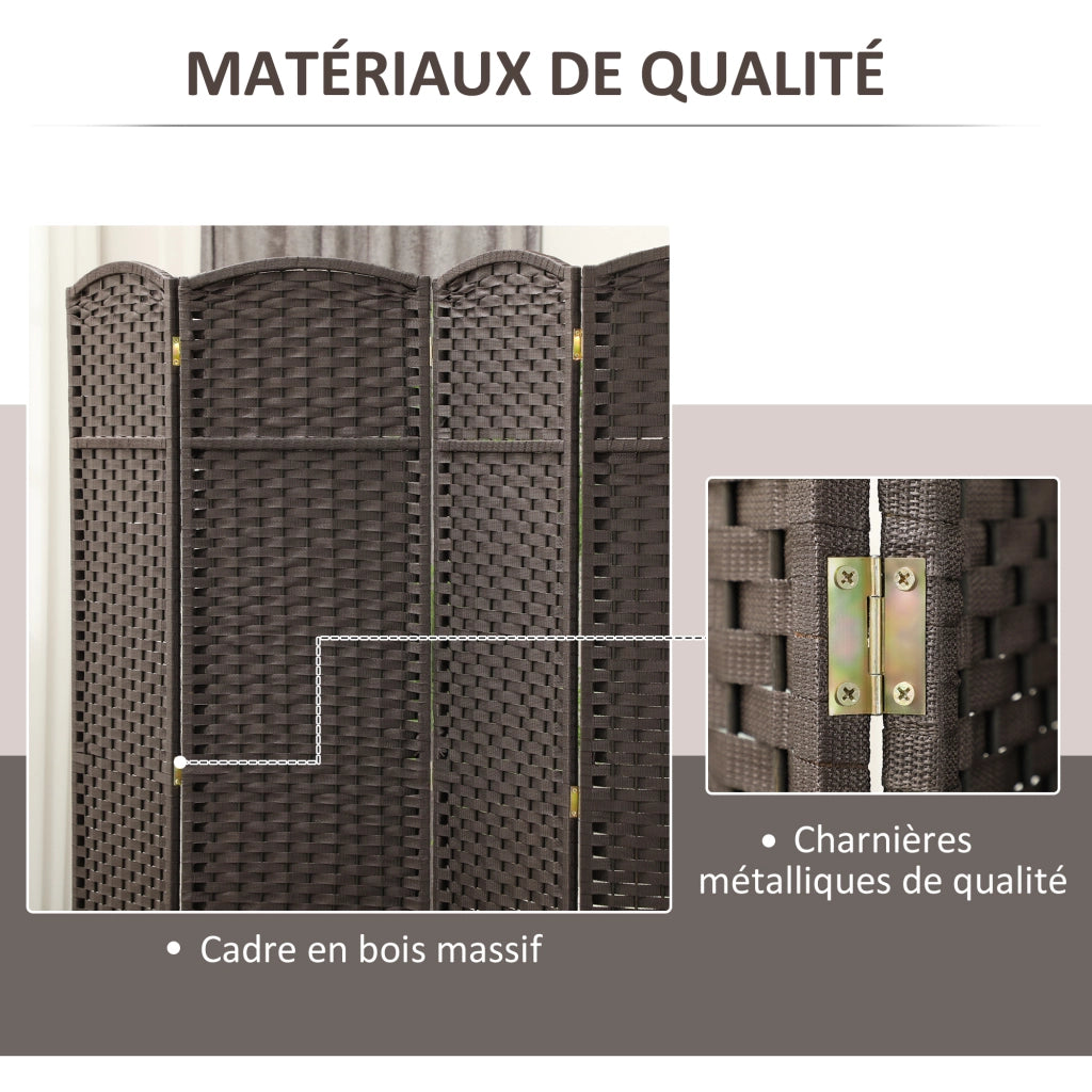Paravento 4 Pannelli in Legno ¨C Xylo ¨C 160x170 cm Marrone Divisorio Salvaspazio