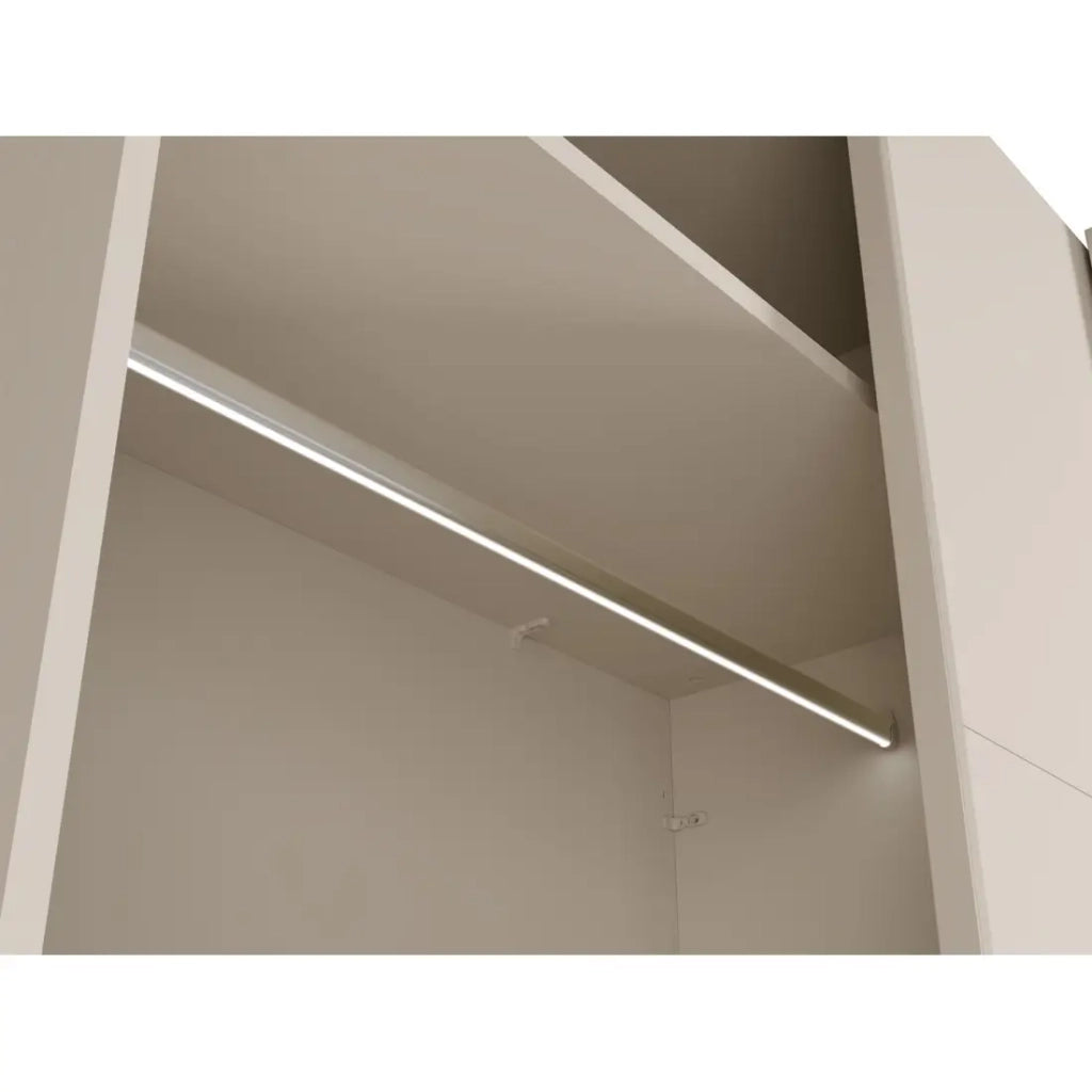 Armadio VENEZIA con cabina armadio aperta LED e specchi cachemire 221 cm