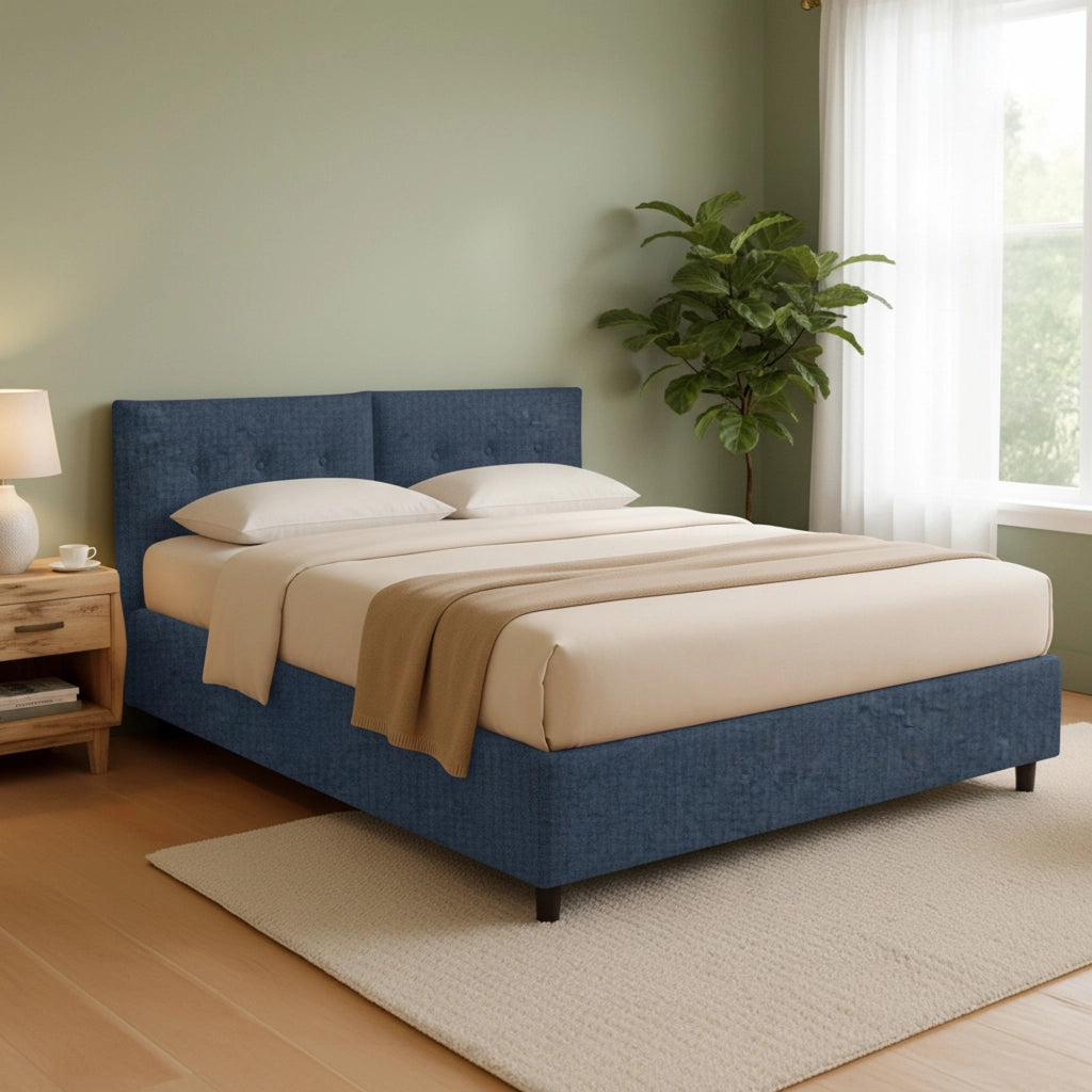 Derby, Letto Matrimoniale Sfoderabile Made in Italy, blu