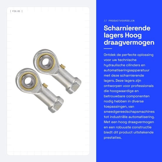Scharnierend Lager con Alta Capacità di Sollevamento - 2 Pezzi - Bordo Interno a Sinistra M6 - Acciaio #45 - Cromato - Resistente alla Corrosione