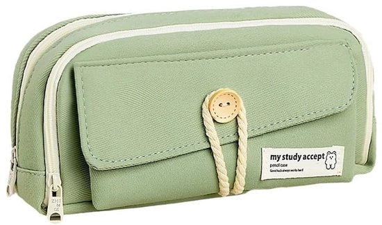 Etui per ragazze, borsa per adolescenti, borsa con grande tasca, borsa per scuola e ufficio, verde menta.