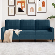 vidaXL Divano a 3 Posti Blu 180 cm in Velluto