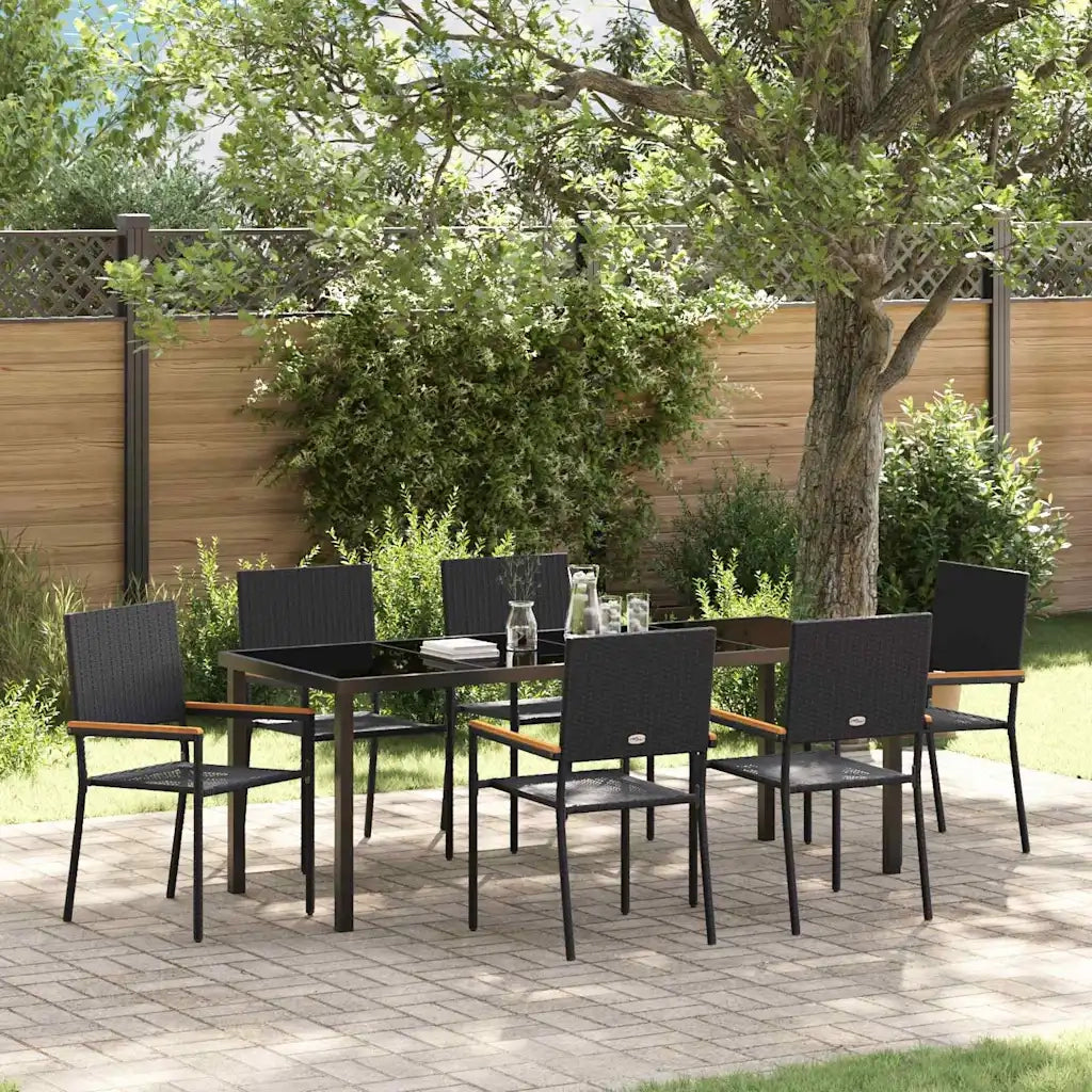 Set da Pranzo per Giardino con cuscino 7 pcs Nero polyrattan 3379707
