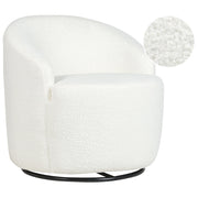 Poltrona Poltroncina Glamour Art Deco Boucle Bianco con base Girevole 360° Stile Retro Glamour Art Deco dorato