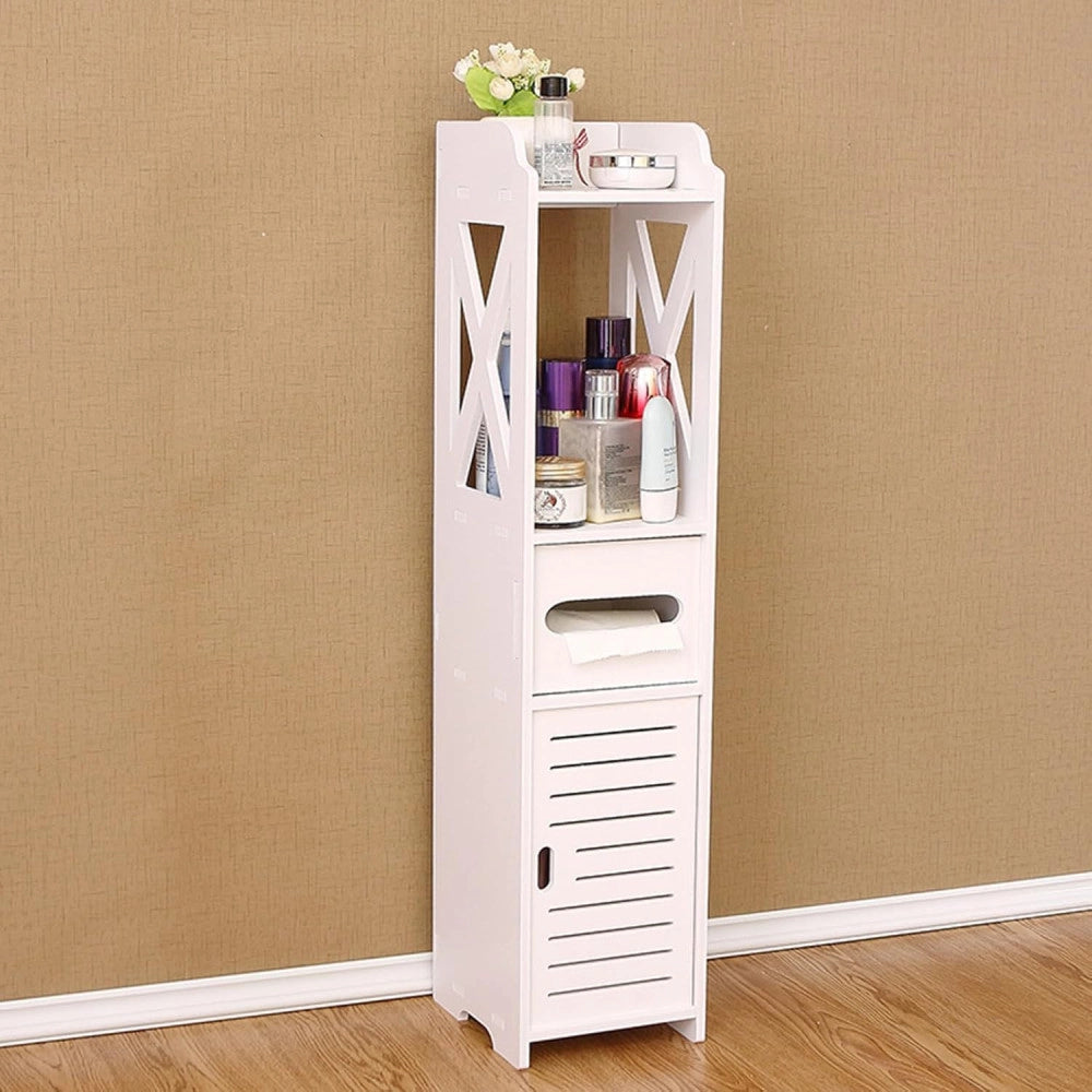 Trade Shop - Armadietto Portaoggetti Ripiani Porta Carta Igienica Organizer Da Bagno Per Piccoli Spazi -